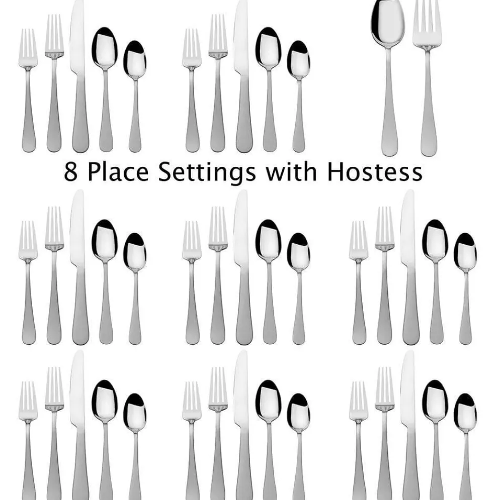 Satin Symmetry 42 Piece Flatware Set, Service for 8