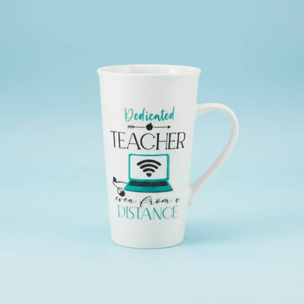 Sentiment Mugs Dedicated Teacher From Distance Latte Mug