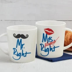 Sentiment Mugs Set of 2 Mr and Mrs Right Mugs