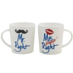 Sentiment Mugs Set of 2 Mr and Mrs Right Mugs