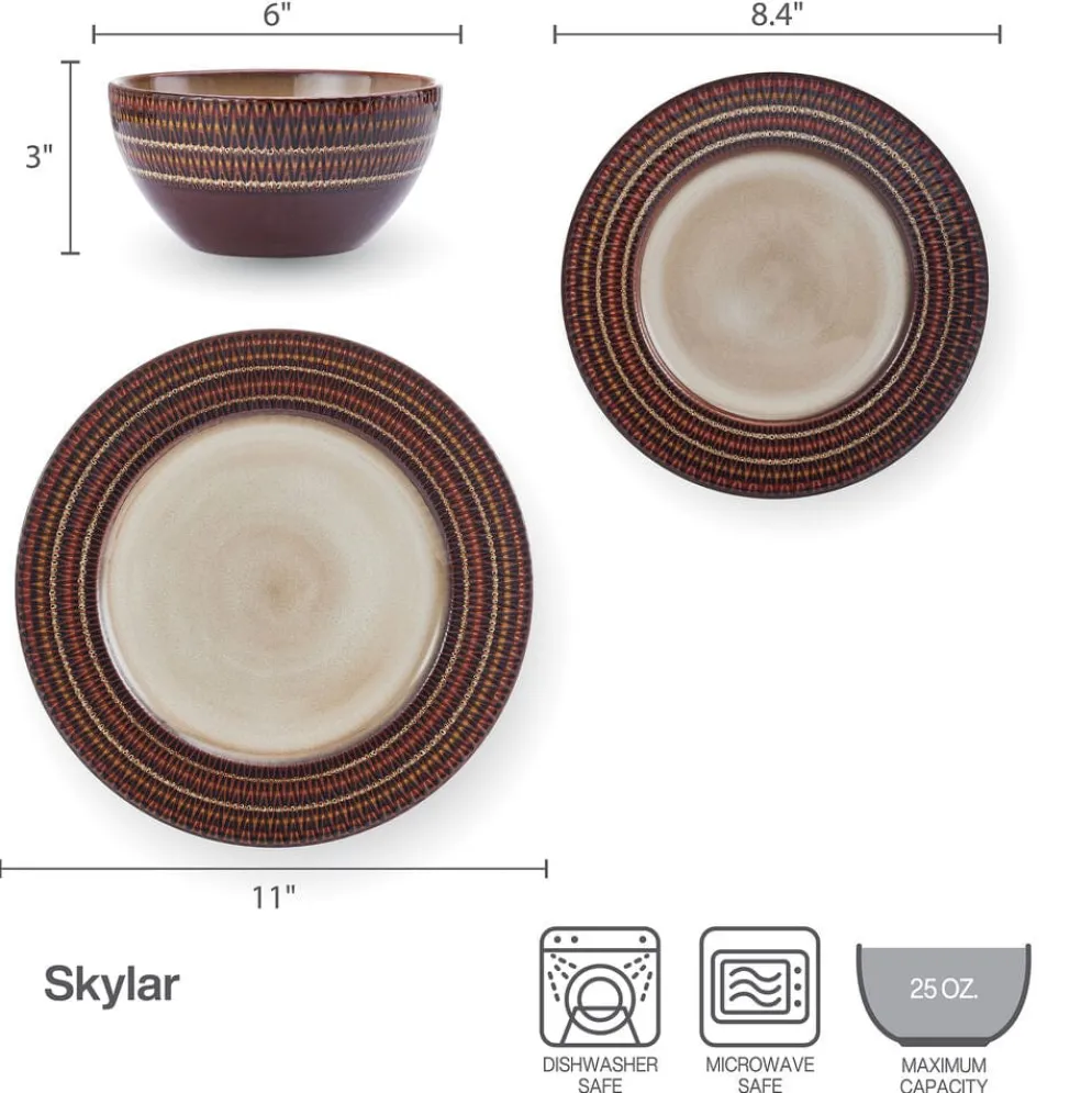 Skylar 12 Piece Dinnerware Set, Service for 4