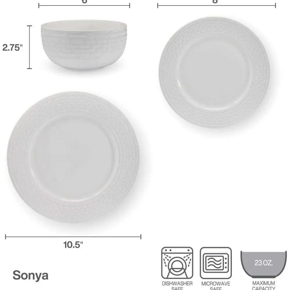 Sonya 24 Piece Dinnerware Set, Service for 8