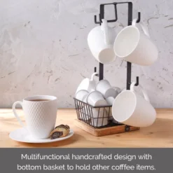 Stella Mug Tree with Storage Basket
