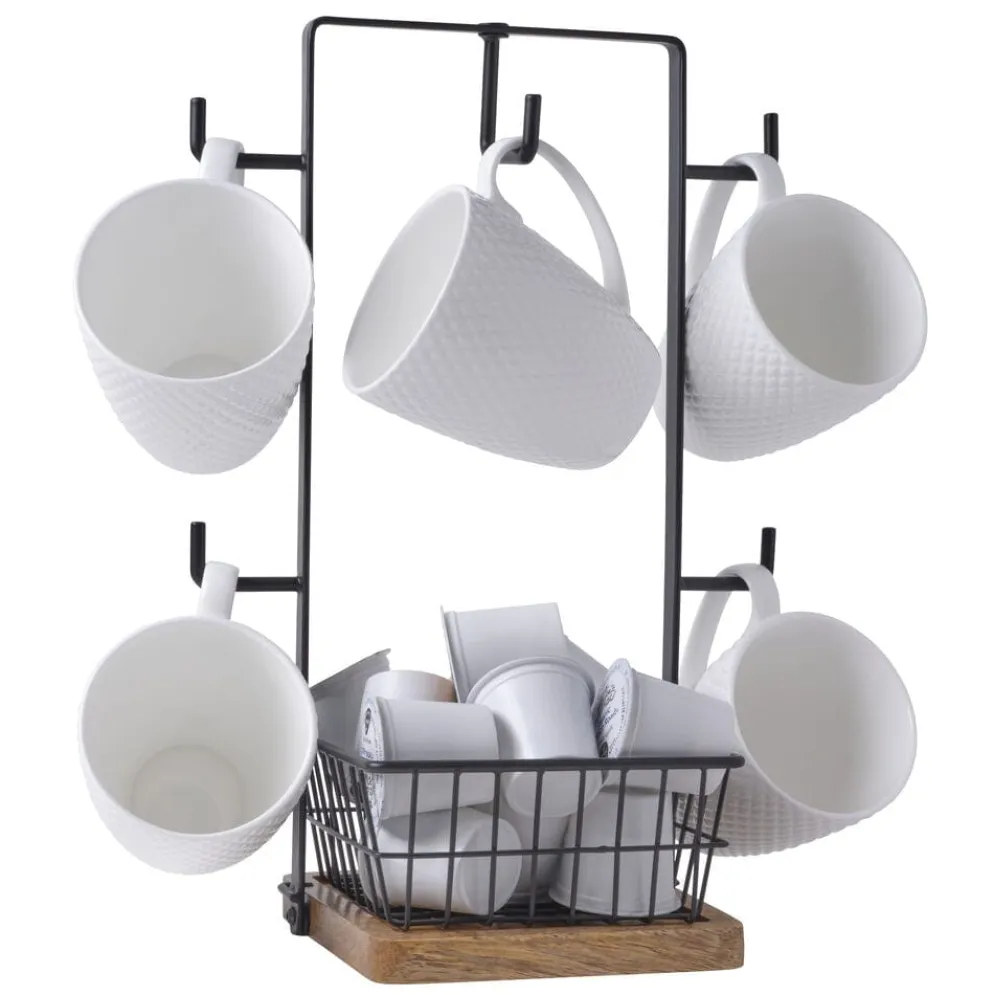 Stella Mug Tree with Storage Basket