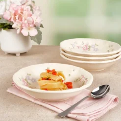 Tea Rose Individual Pasta Bowls, Set of 4