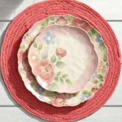 Tea Rose Outdoor Melamine Dinnerware Set