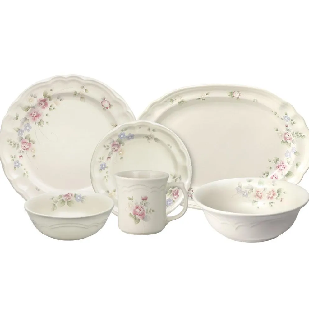 Tea Rose 32 Piece Dinnerware Set Service for 8 with Serveware