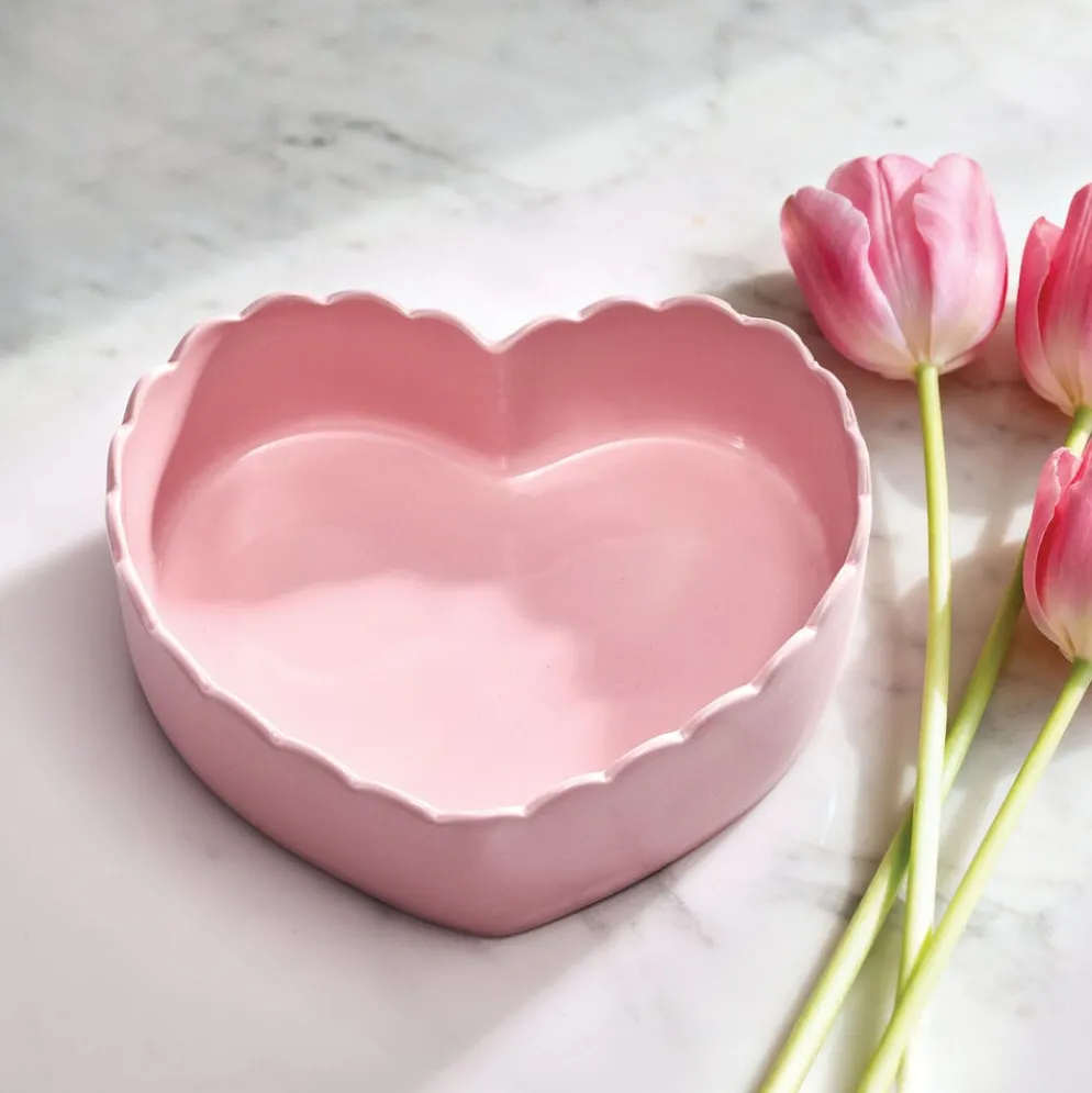 Tea Rose Pink Heart Serve Bowl