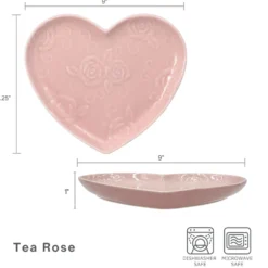 Tea Rose Pink Heart Shaped Plate