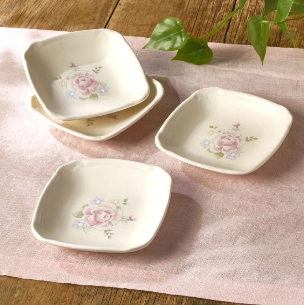 Tea Rose Set of 4 Appetizer Plates