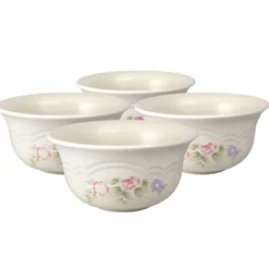 Tea Rose Set of 4 Deep Soup Cereal Bowls
