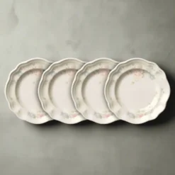 Tea Rose Set of 4 Dessert Plates