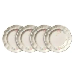 Tea Rose Set of 4 Dessert Plates