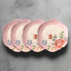 Tea Rose Set of 4 Outdoor Melamine Salad Plates