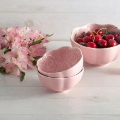 Tea Rose Set of 4 Pink Fruit Bowls