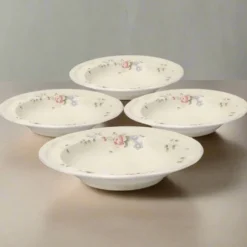 Tea Rose Set of 4 Rim Soup Bowls