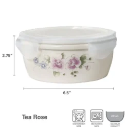 Tea Rose Storage Bowl With Lid