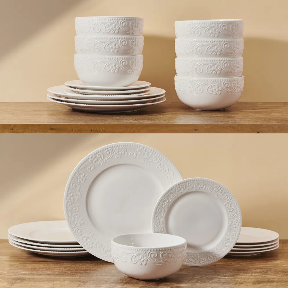Textured Charm 24 Piece Dinnerware Set, Service for 8
