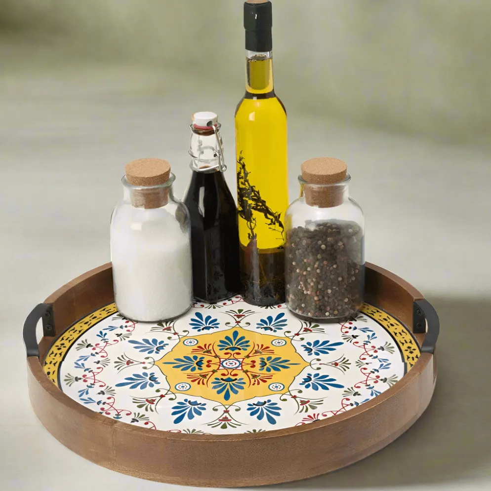 Tile Design Lazy Susan Serve Tray