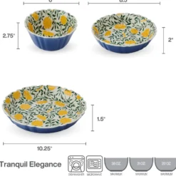 Tranquil Elegance 12 Piece Dinnerware Bowl Set, Service for 4