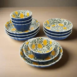 Tranquil Elegance 12 Piece Dinnerware Bowl Set, Service for 4