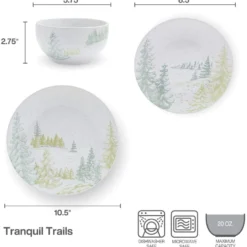 Tranquil Trails 12 Piece Dinnerware Set, Service for 4