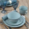 Trellis Coastal Teal 16 Piece Dinnerware Set, Service for 4