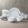 Trellis Coastal White 16 Piece Dinnerware Set, Service for 4