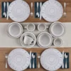 Trellis Lodge White 16 Piece Dinnerware Set, Service for 4