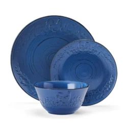 Trellis Rooster Blue 12 Piece Set, Service for 4