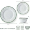 Trellis Sage Accent 12 Piece Dinnerware Set, Service for 4