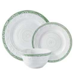 Trellis Sage Accent 12 Piece Dinnerware Set, Service for 4