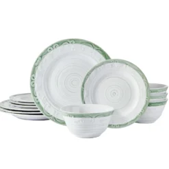 Trellis Sage Accent 12 Piece Dinnerware Set, Service for 4