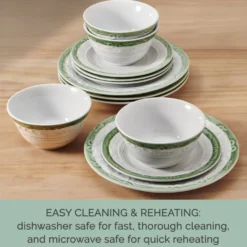 Trellis Sage Accent 12 Piece Dinnerware Set, Service for 4
