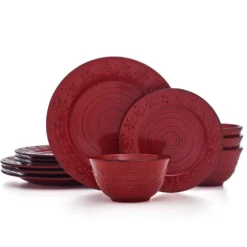 Trellis Snowflakes 12 Piece Dinnerware Set, Service for 4