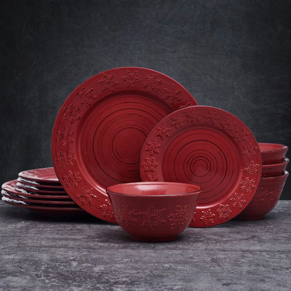 Trellis Snowflakes 12 Piece Dinnerware Set, Service for 4