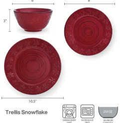 Trellis Snowflakes 12 Piece Dinnerware Set, Service for 4