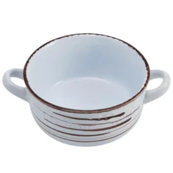 Trellis White Double Handled Soup Bowl