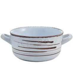 Trellis White Double Handled Soup Bowl