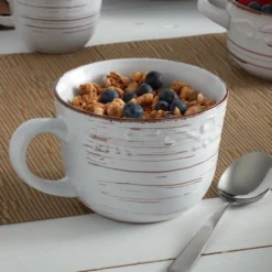 Trellis White Jumbo Soup Mug