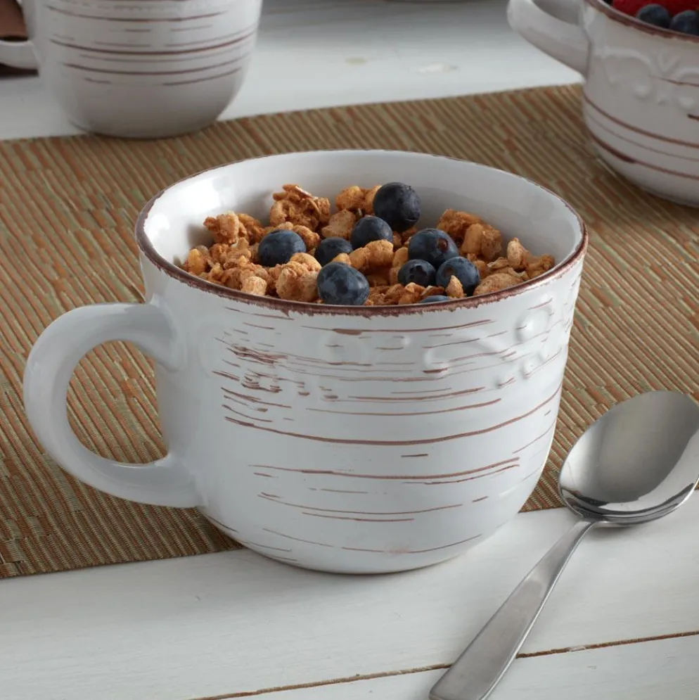 Trellis White Jumbo Soup Mug