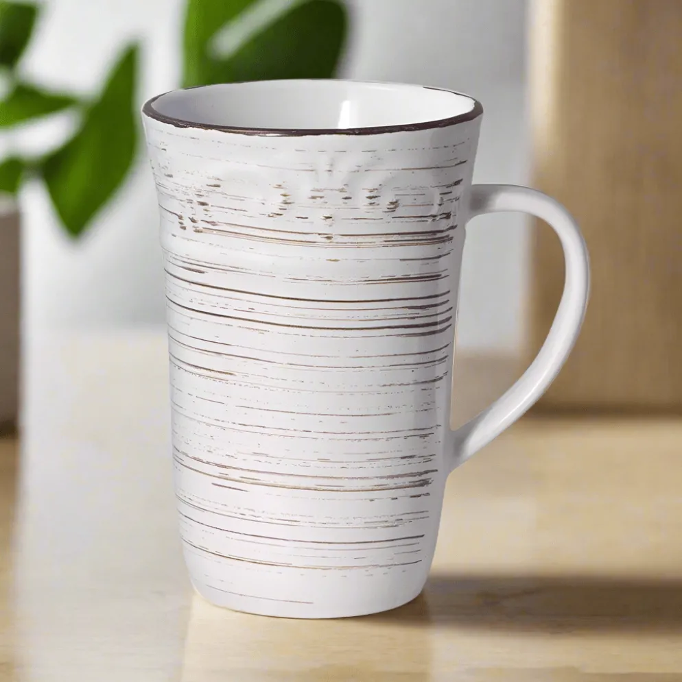 Trellis White Latte Mug