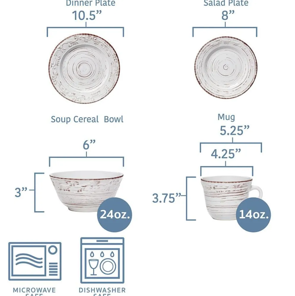 Trellis White 16 Piece Dinnerware Set, Service for 4