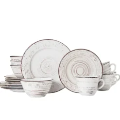Trellis White 16 Piece Dinnerware Set, Service for 4