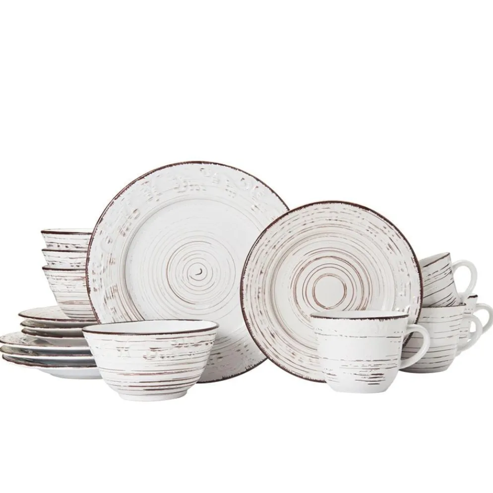 Trellis White 16 Piece Dinnerware Set, Service for 4