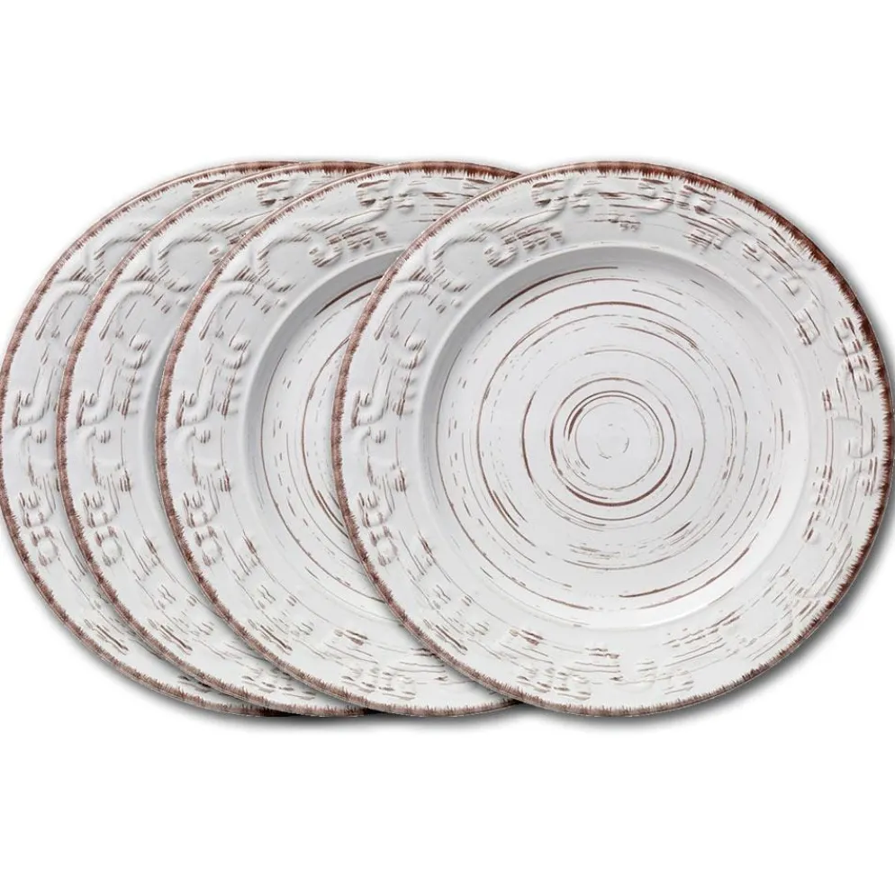 Trellis White Set of 4 Dinner Plates