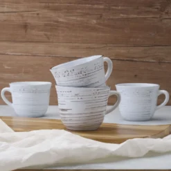 Trellis White Set of 4 Mugs