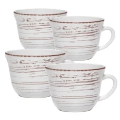 Trellis White Set of 4 Mugs