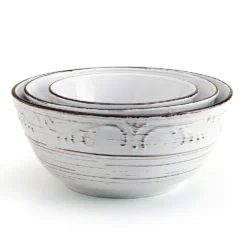 Trellis White Set of 3 Serving Bowls