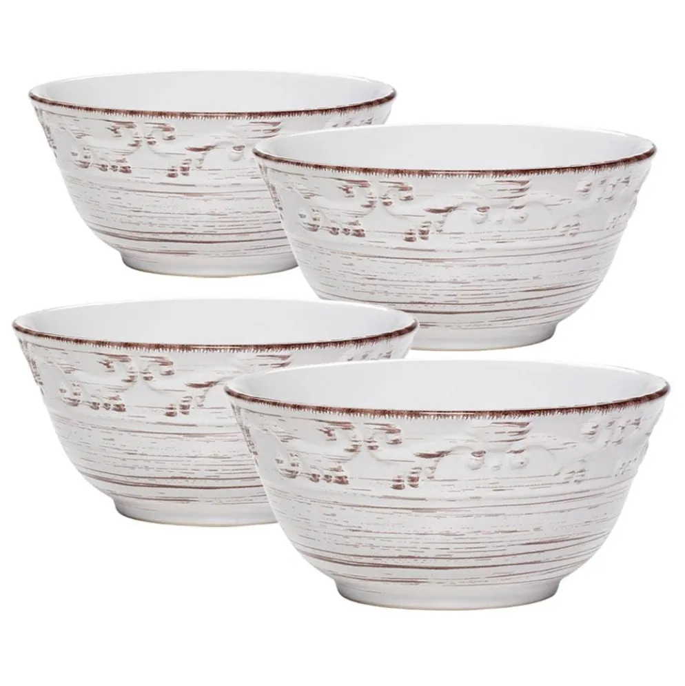 Trellis White Set of 4 Soup Cereal Bowls